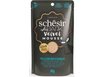Kapsička pro kočky Schesir Cat After Dark Velv.Mousse kuře/vejce, 80 g