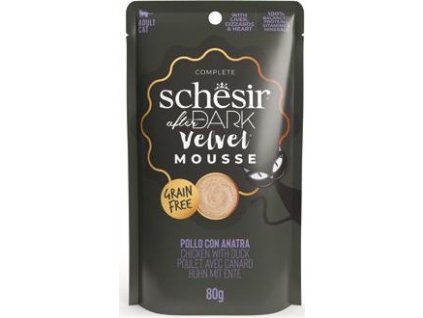 Kapsička pro kočky Schesir Cat After Dark Velv.Mousse kuře/kachna, 80 g