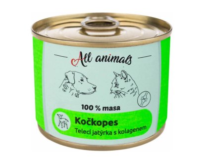 Konzerva pro psy i kočky All Animals, telecí jatýrka s kolagenem, 200 g