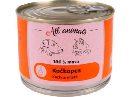 Konzerva pro psy i kočky All Animals, kachna mletá, 200 g