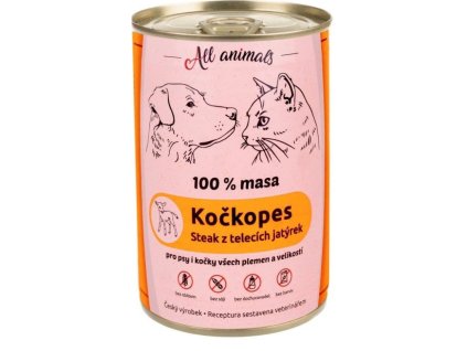 Konzerva pro psy i kočky All Animals, telecí jatýrka, 400 g