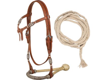 Set uzdečky a otěží Bosal Rawhide Core Pool's, COB/FULL, cognac