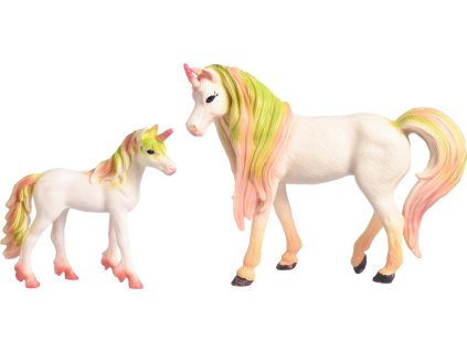 Figurka jednorožci Magic Imperial Riding, 2 ks, neon yellow/neon coral