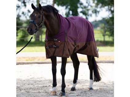 Deka výběhová Customized Imperial Riding, s vyšším krkem, 300 g, burgundy/light brown
