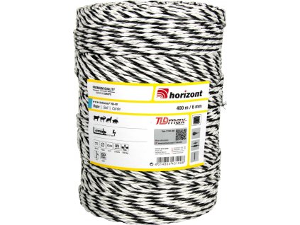 Lanko na elektrický ohradník Turbomax R6-PE Horizont, 400 m, 6 mm, bílé/černé