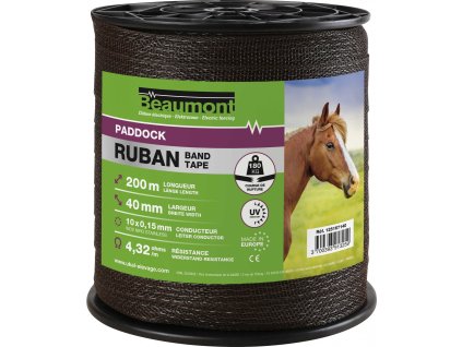 Páska k elektrickému ohradníku Beaumont, 200 m, 40 mm, hnědá