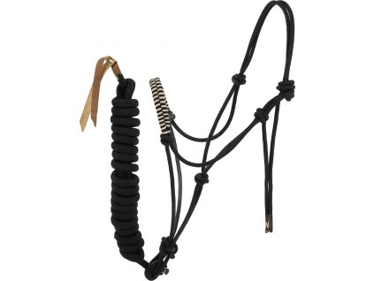 Ohlávka provazová s vodítkem Deco Norton, black/beige