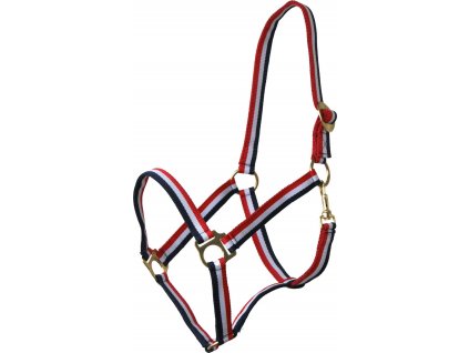 Ohlávka nylonová Q-essentials, red/white/blue