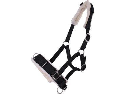 Obnosek lonžovací QHP, s beránkem, černý (Velikost SHETTY)