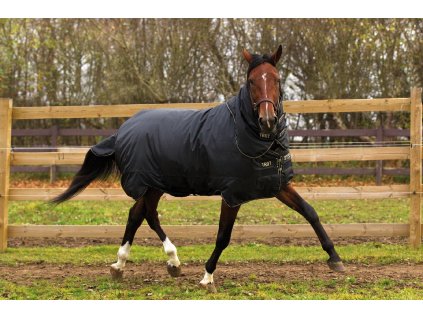 Deka výběhová Trot Horseware, s krkem, 350 g, black/tan