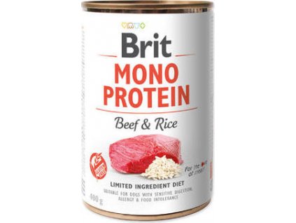 Konzerva pro psy Brit, Mono Protein Beef & Rice, 400 g