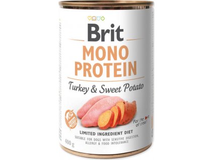 Konzerva pro psy Brit, Mono Protein Turkey & Sweet Potato, 400 g