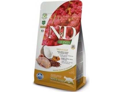 Granule pro kočky GF Quinoa CAT Skin & Coat Quail & Coconut N&D, 1,5 kg