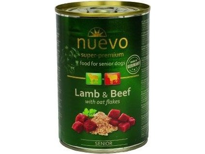 Konzerva pro psy Nuevo, senior, jehněčí s ovesnými vločkami, 400 g