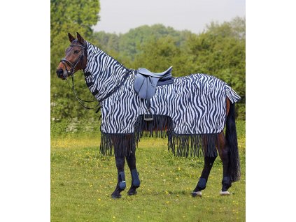 Deka jezdecká Zebra Waldhausen, proti hmyzu, s krkem, black/white