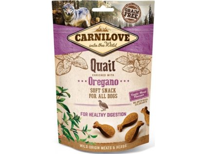 Pochoutka pro psy Semi Moist Snack Quail&Oregano Carnilove, 200 g