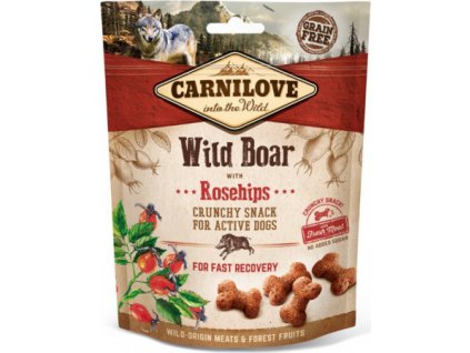 Pochoutka pro psy Carnilove Crunchy Wild Boar&Rosehips, 200 g