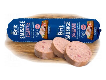 Salám pro psy Brit, Chicken & White Fish, 800 g