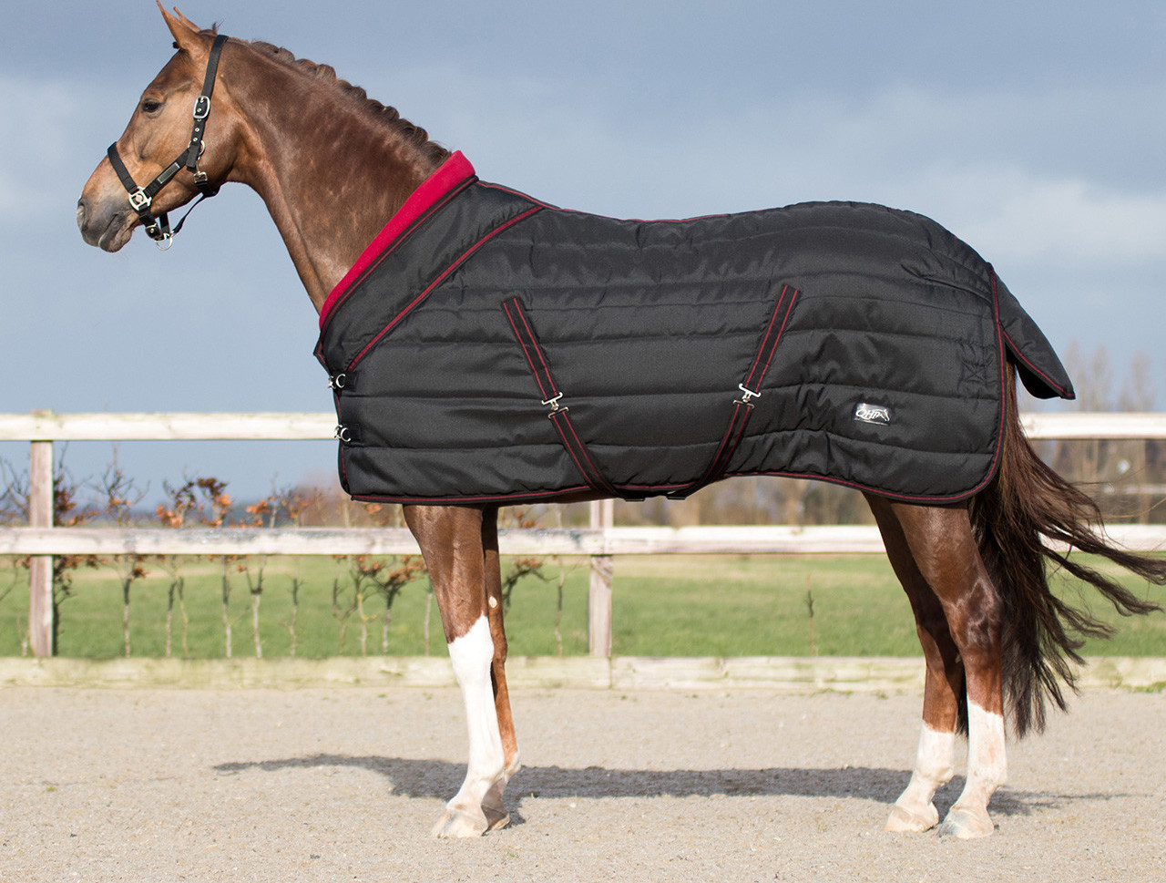 QHP Deka stájová QHP, s límcem, 200 g, černá Délka zad: 105 cm