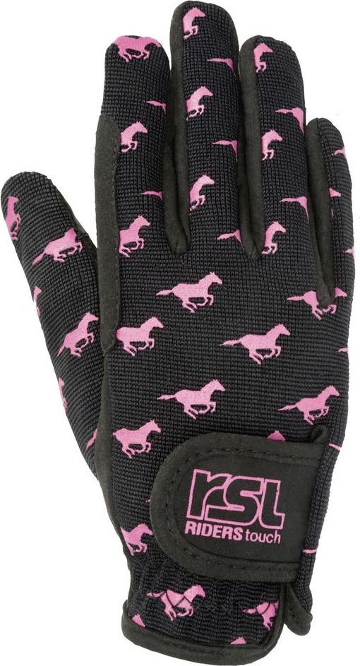 RSL Rukavice jezdecké Norway Summer RSL, dětské, black/pink Velikost: 3XS