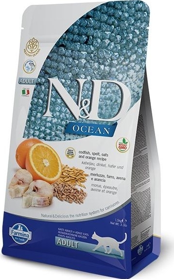 N&D (Farmina Pet Foods) N&D LG OCEAN CAT Adult Codfish & Orange 1,5 kg