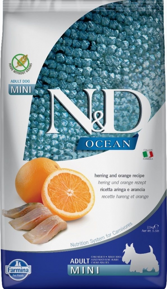 N&D (Farmina Pet Foods) N&D GF OCEAN DOG Adult Mini Herring & Orange 2,5 kg