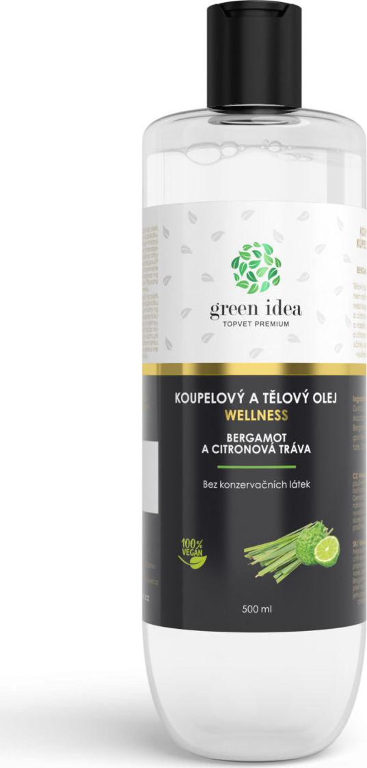 Green idea Olej koupelový Bergamot a citronová tráva v mandlovém oleji GREEN IDEA, 500 ml