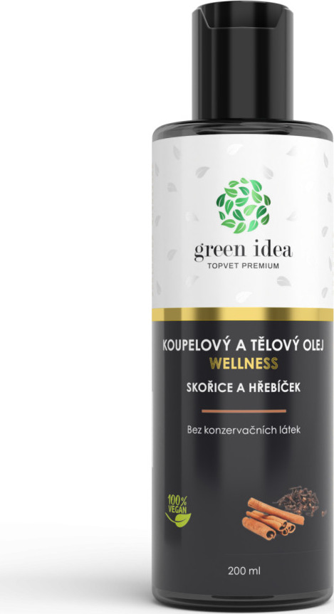 Green idea Olej koupelový skořice a hřebíček v mandlovém oleji GREEN IDEA, 200 ml