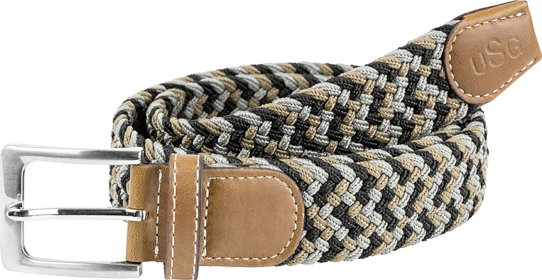 USG Pásek pletený Casual USG, black/grey/beige Délka: 120 cm
