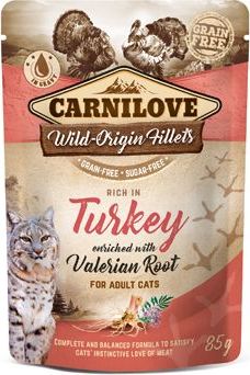 Kapsička pro kočky Carnilove Pouch Turkey Enriched & Valerian, 85 g
