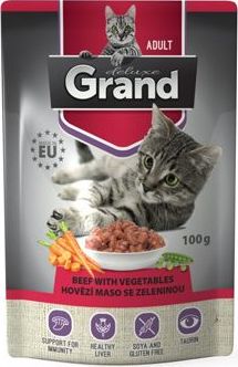 Kapsička pro kočky GRAND deluxe 100% hovězí se zeleninou, 100 g