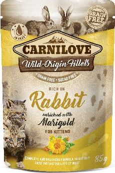 Kapsička Carnilove Cat Pouch Kitten RabbitEnriched&Marigold, 85 g