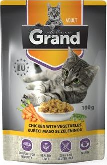 GRAND kaps. deluxe kočka 100% kuřecí se zel.100 g