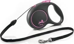 flexi Vodítko Black Design Flexi,  S lanko, 5 m/12 kg, pink