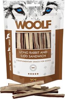 WOOLF pochoutka soft Rabbit&Pollock sandwich LONG 100 g