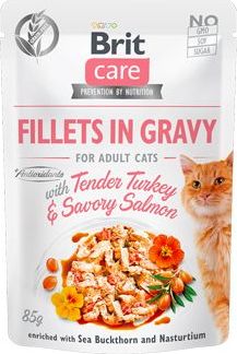 Kapsička pro kočky Brit Care Fillets in Gravy Turkey&Salmon, 85 g
