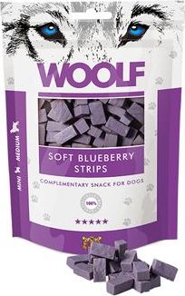 Woolf Pamlsky pro psy WOOLF, soft blueberry strips, 100 g