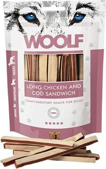 Woolf Pamlsky pro psy WOOLF, soft chicken, cod sandwich, 100 g