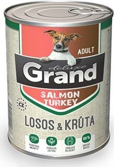 GRAND konz. deluxe pes 100% losos a krůta adult 400 g