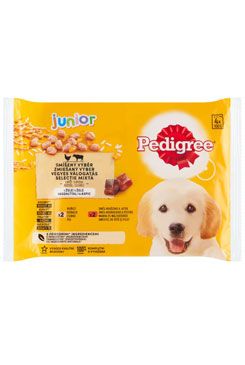 Kapsičky pro psy Pedigree Junior, kuřecí/hovězí,rýže v želé, 4x100 g