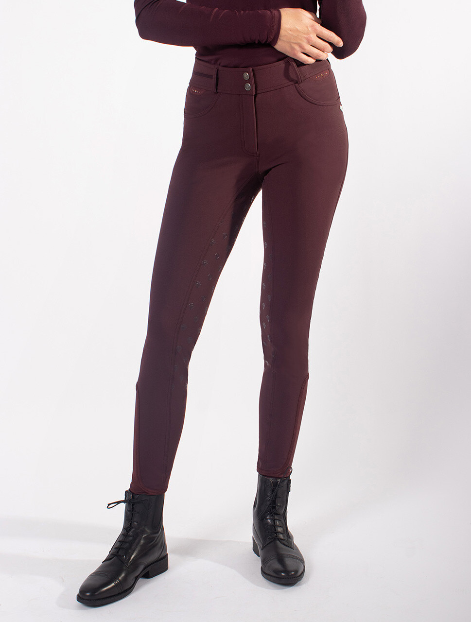 Rajtky Diamond QHP s gripem, vyšším pasem, dámské, wine red Velikost: 44
