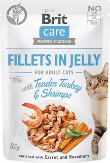 Brit Care Kapsička pro kočky Brit Care, Fillets in Jelly with Turkey&Shrimps, 85 g