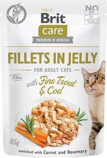 Brit Care Kapsička pro kočky Brit Care, Fillets in Jelly with Trout&Cod, 85 g