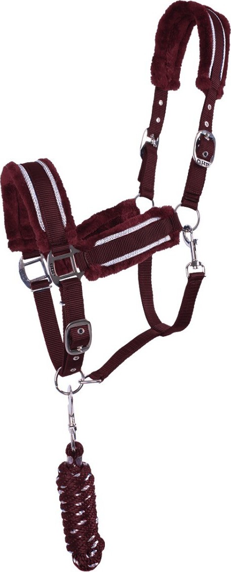 QHP Set ohlávky s vodítkem Dolci QHP, burgundy/silver Velikost: COB