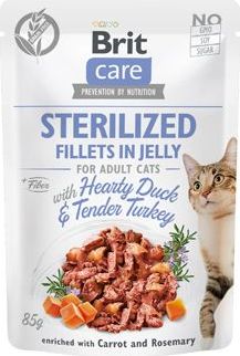 Kapsičky kočičí Brit Care Cat Fillets in Jelly Steril Duck&Turkey, 85 g