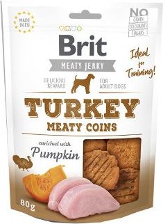 Pochoutka pro psy Brit Jerky Turkey Meaty Coins, 80 g
