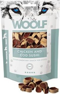 Woolf Pamlsky pro psy WOOLF, chicken and cod sushi, 100 g