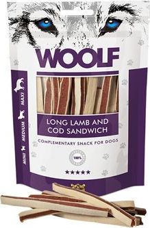 Pamlsky pro psy WOOLF soft lamb and cod sandwich, 100 g