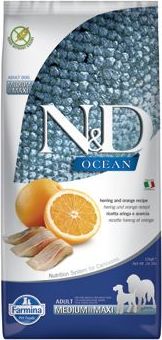 N&D (Farmina Pet Foods) Granule pro psy OCEAN Adult M/L Herring & Orange  N&D, 12 kg
