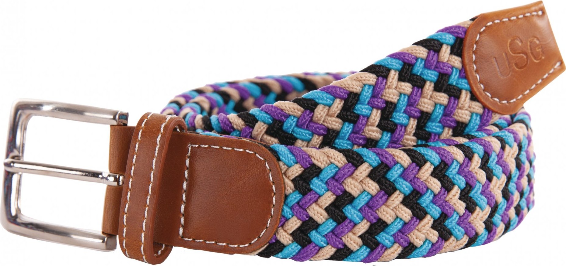 USG Pásek pletený Casual USG, purple/black/light blue Délka: 100 cm